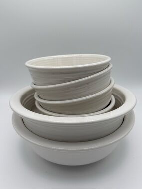 Fiesta White Ceramic Nesting Bowl Set- 6 piece